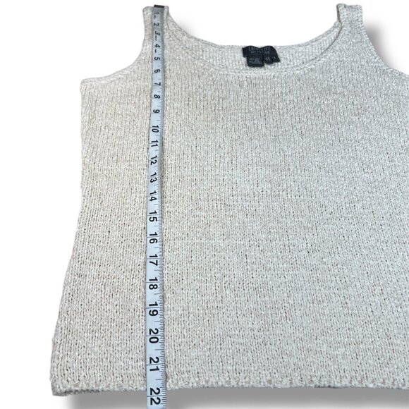 LAFAYETTE  148 New York Cream Silk Blend Knit Tank Top Women's L Sweater Luxury - Picture 4 of 5